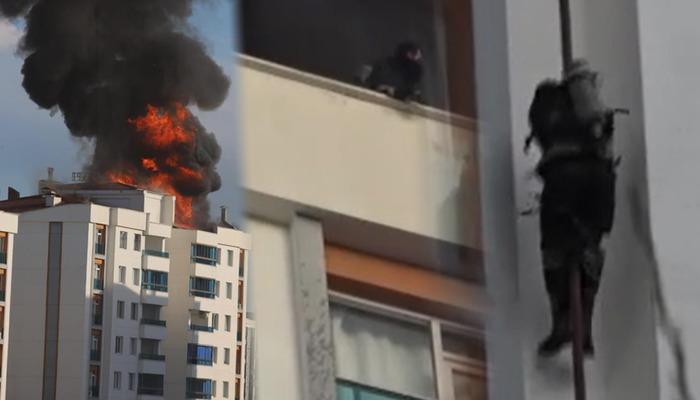 Diyarbakır'da itfaiyeciler alevlerin arasında kaldı!  Halatla binadan aşağı inerken düşerek yaralandı.
